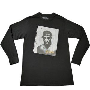 Men's Tupac‎ Shakur Graphic Print Long Sleeves Black Shirt